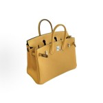 HERMES Birkin 25 Silver clasp handbag for Women, 1G Mais corn yellow